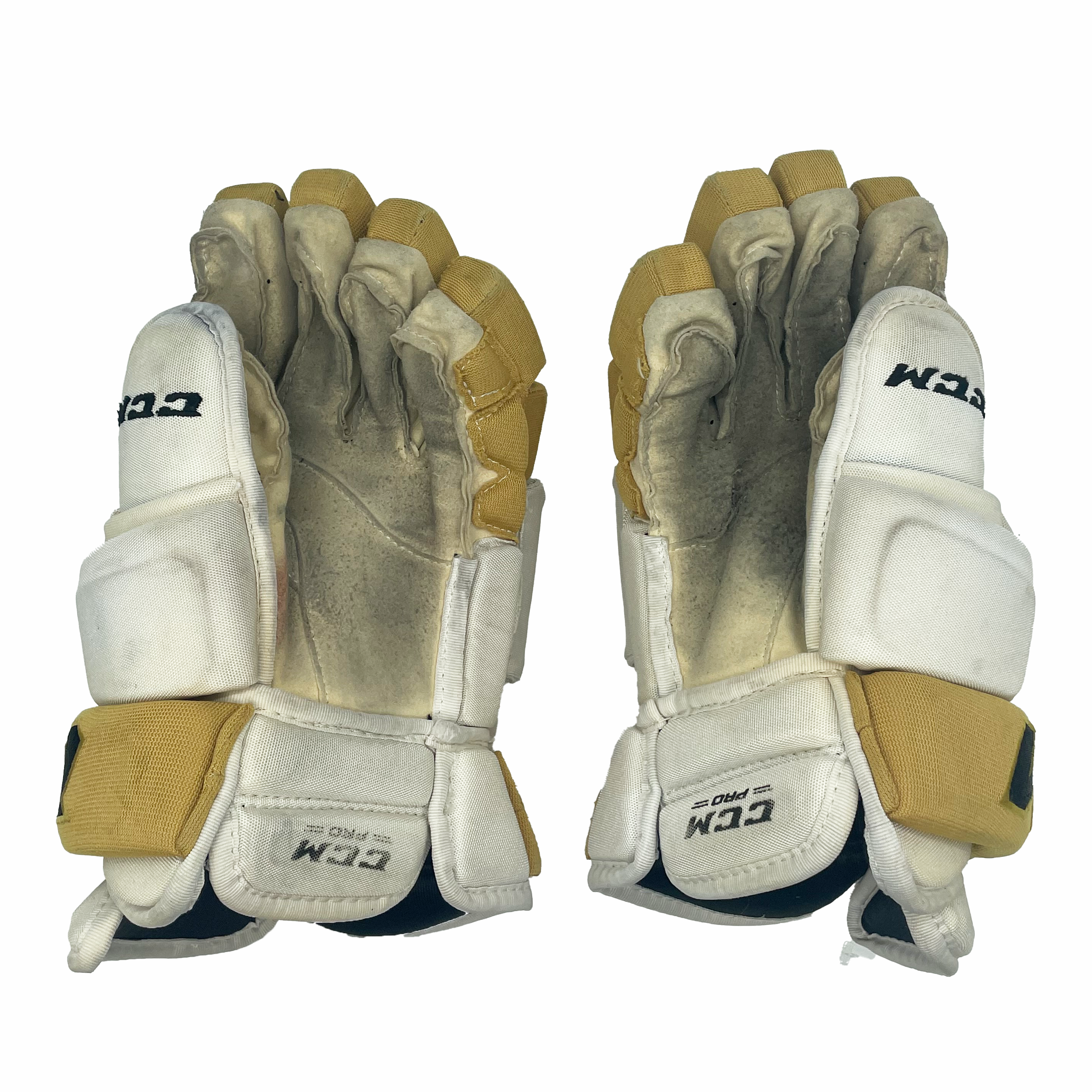 CCM HG97PP - Gant de hockey d'occasion NHL Pro Stock - Golden Knights de Vegas (blanc/or)